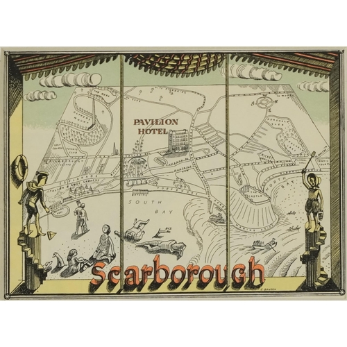 3651 - Edward Bawden - Scarborough, 20th century British school lithograph, Curwen Press 1936, framed and g... 