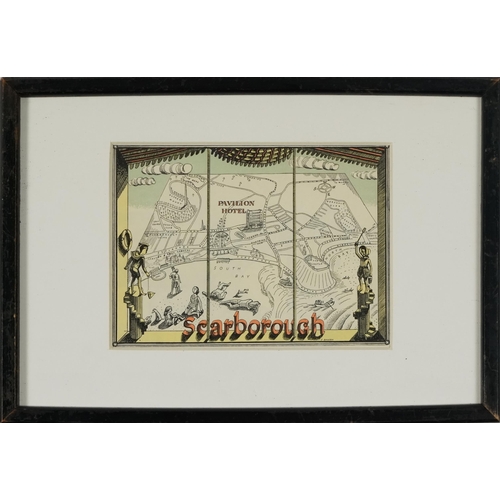 3651 - Edward Bawden - Scarborough, 20th century British school lithograph, Curwen Press 1936, framed and g... 