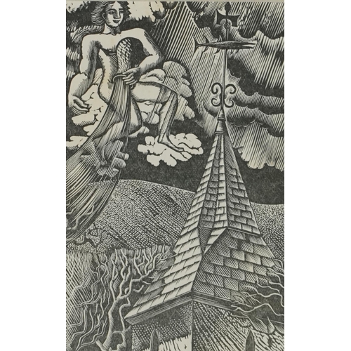 3649 - Eric Ravilious - February or Aquarius, 20th century British school wood engraving, printed by The La... 