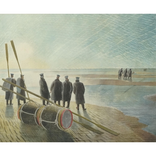 3652 - Eric Ravilious - Dangerous Work at Low Tide, British school reproduction print, circa 2002, printed ... 