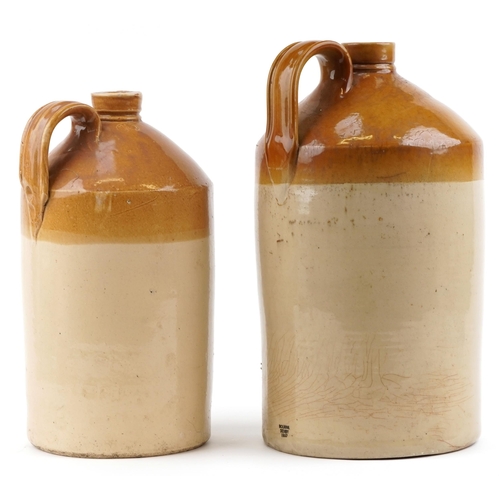 1553 - A Bourne Denby stoneware flagon, dated 1937 together with a similar Price of Bristol stoneware flago... 