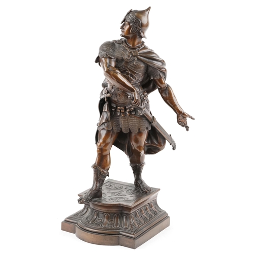 15 - After Arthur Wangen, a bronzed spelter figure of a Roman soldier, signed Wangen, 58cm high.
Note: Th... 