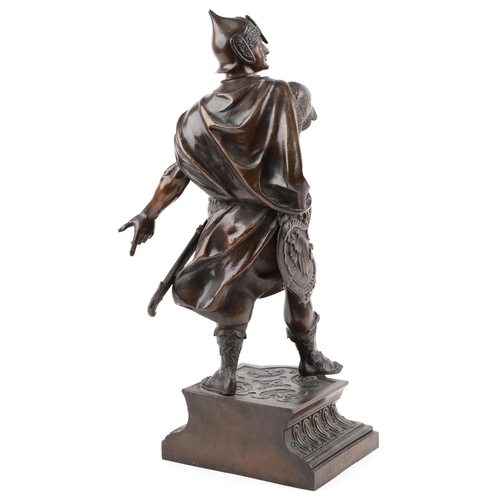 15 - After Arthur Wangen, a bronzed spelter figure of a Roman soldier, signed Wangen, 58cm high.
Note: Th... 