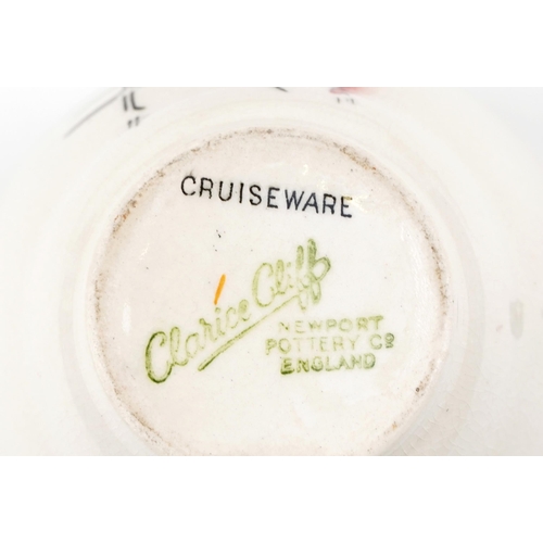 342 - A set of three Cruiseware hand painted cups and saucers by Clarice Cliff Bizarre, W-27cm