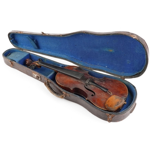 2007 - A violin with one-piece back, length of back excluding button 35.5cm, cased.