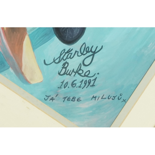 3690 - Stanley Burke - Je Tebe Miluju, 20th century British School, acrylic on board, signed and dated 10.0... 