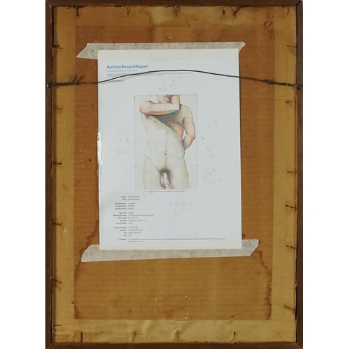 3674 - After Lowell Nesbitt - Standing Nude, late 20th century British School coloured pencil on paper, fra... 