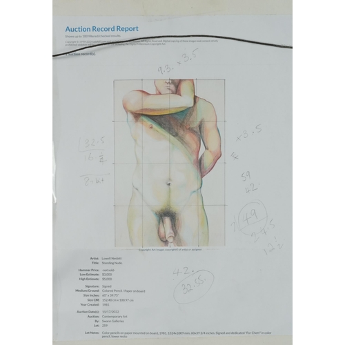 3674 - After Lowell Nesbitt - Standing Nude, late 20th century British School coloured pencil on paper, fra... 