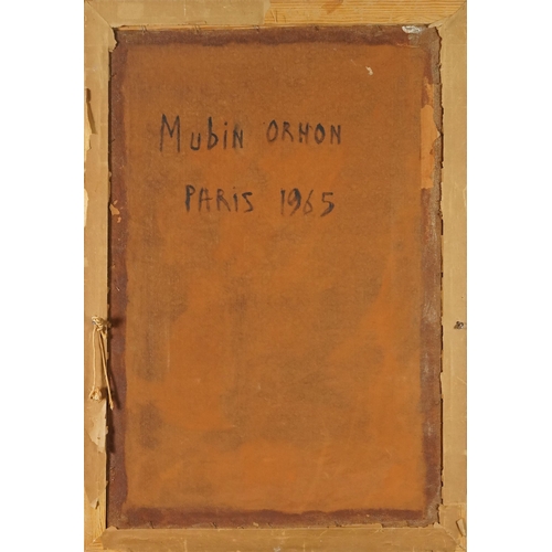 3662 - Attributed to Mubin Orhon - Red abstract, mid 20th century Turkish School, oil on canvas, signed and... 