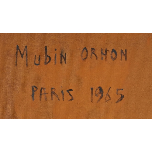 3662 - Attributed to Mubin Orhon - Red abstract, mid 20th century Turkish School, oil on canvas, signed and... 