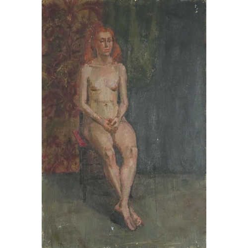 3660 - Gerald Rose - Full length female nude, 20th century, oil on canvas, framed, 76cm x 51cm.