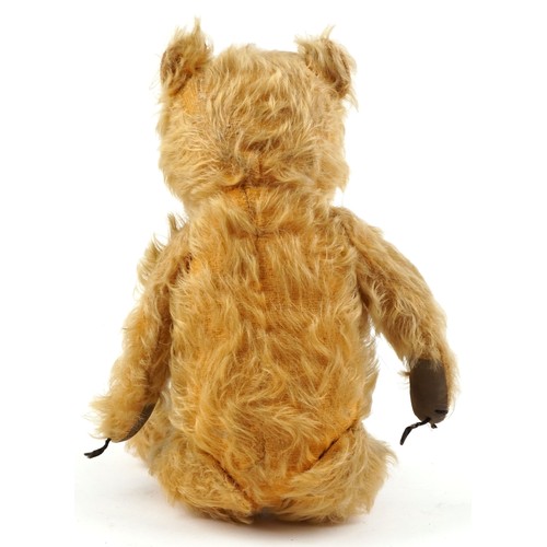 1253 - An early 20th mohair teddy bear with stitched claws and snout and jointed body, H-37cm.