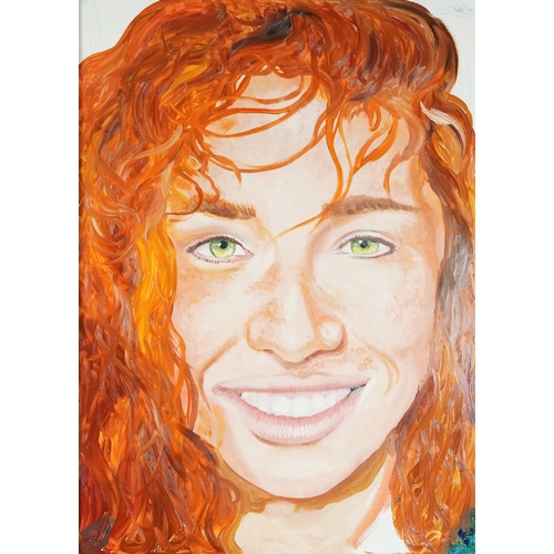 3638 - Clive Fredriksson - Portrait of a red headed girl, oil on canvas, framed.