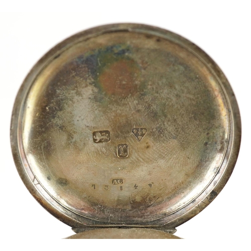 3320 - A Victorian silver cased pocket watch, the white enamel dial with black roman numerals, diameter 4.5... 