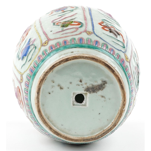  A Chinese famille rose jar, Republic period, with enamelled decoration, H-24cm (drilled base).