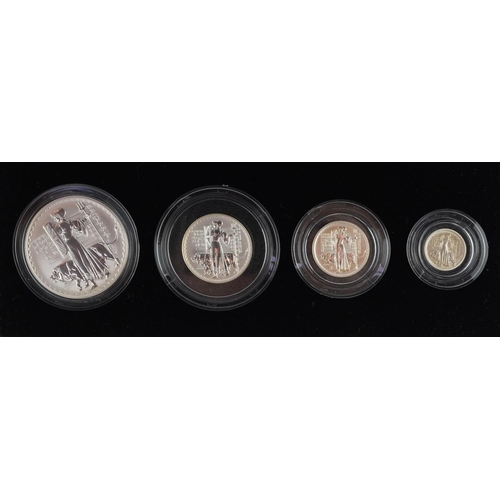 2165 - Elizabeth II 2001 silver proof Britannia four coin collection by The Royal Mint, with box and certif... 