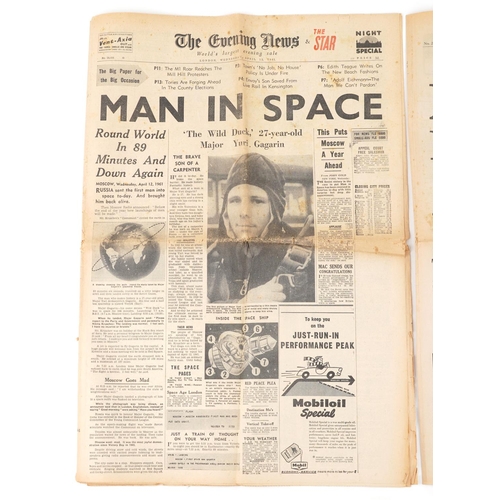 2319 - Two 1960s newspapers - The Evening News Wednesday April 12th 1961 Man in Space and The Daily Express... 