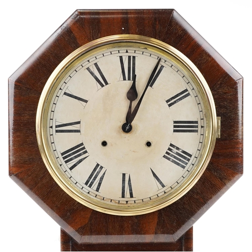 1496 - An American Ansonia Clock Co. striking wall clock the enamelled dial with Roman numerals, 64cm high.