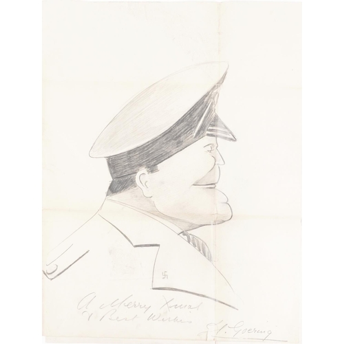 2586 - A pencil study of a German army officer detailed A Merry Xmas and Best Wishes, signed V. Göring, 38c... 