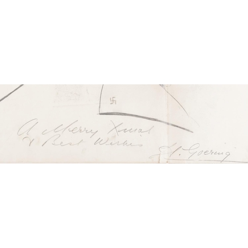 2586 - A pencil study of a German army officer detailed A Merry Xmas and Best Wishes, signed V. Göring, 38c... 