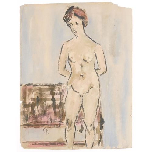 3643 - In the manner of Christian Rohlfs - Female Nude, late 19th/early 20th century German School, waterco... 