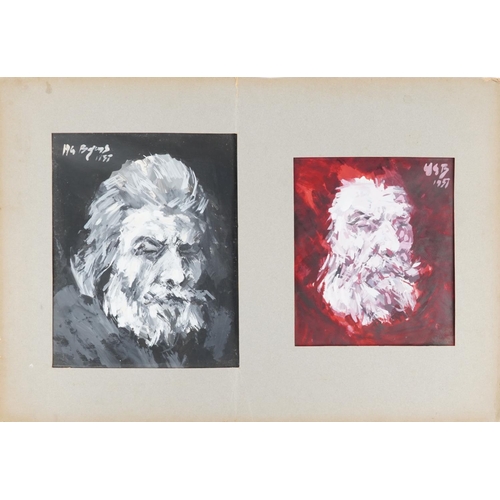 3648 - HGB - Portrait studies, two mid 20th century German School, watercolour and gouache on paper, unfram... 