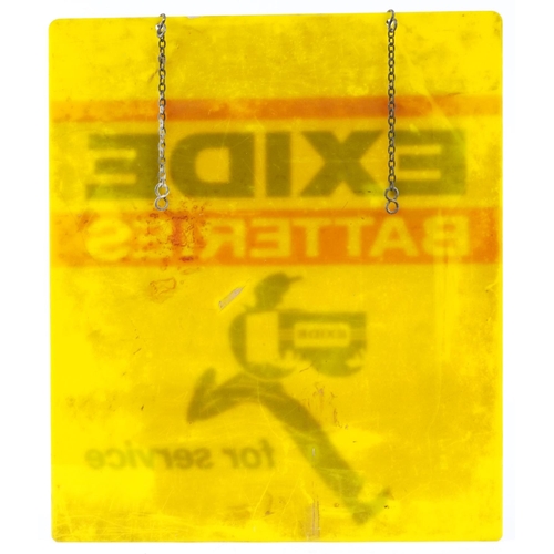 381 - Exide Batteries Perspex advertising sign, 48.5cm x 40.5cm.