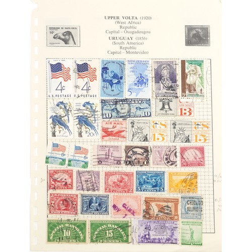 2215 - A selection of 19th century and later USA stamps on sheets.