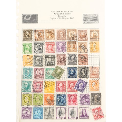 2215 - A selection of 19th century and later USA stamps on sheets.