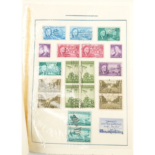 2215 - A selection of 19th century and later USA stamps on sheets.