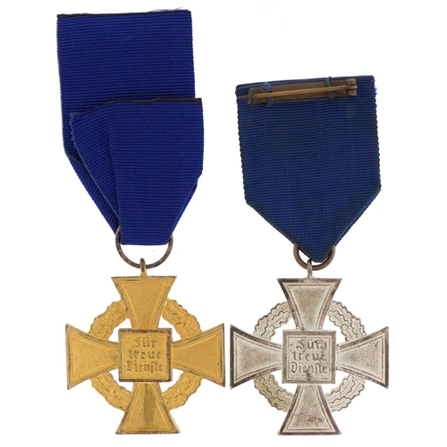 2565 - Two German military World War II Long Service medals in gold and silver