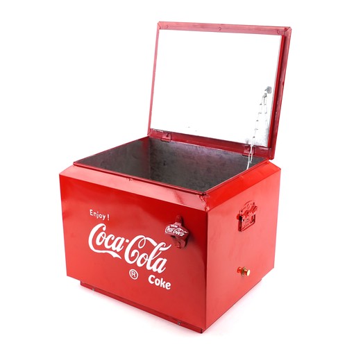 384 - A retro Coca Cola style advertising ice cooler, 37cm H x 46cm W x 36cm D.