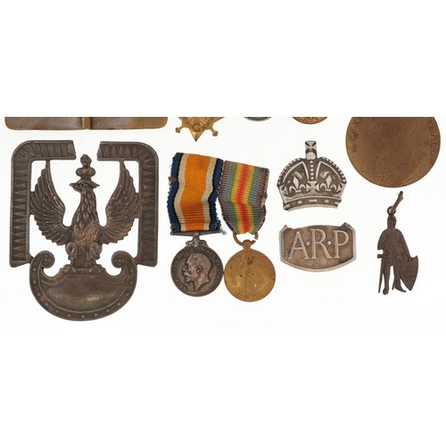 2434 - A group of Militaria including British military World War I dress medals and a King's medal awarded ... 