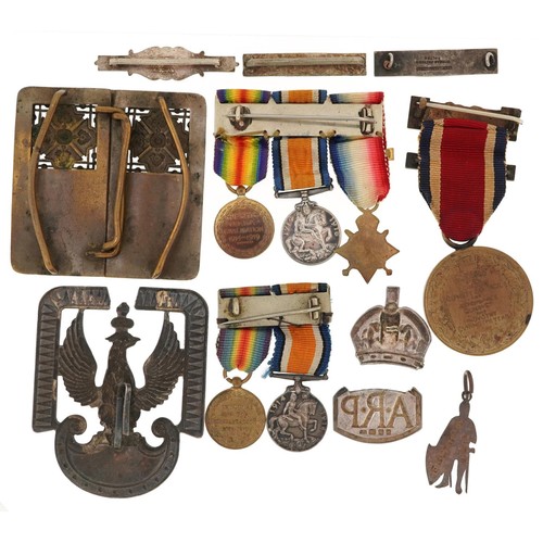 2434 - A group of Militaria including British military World War I dress medals and a King's medal awarded ... 