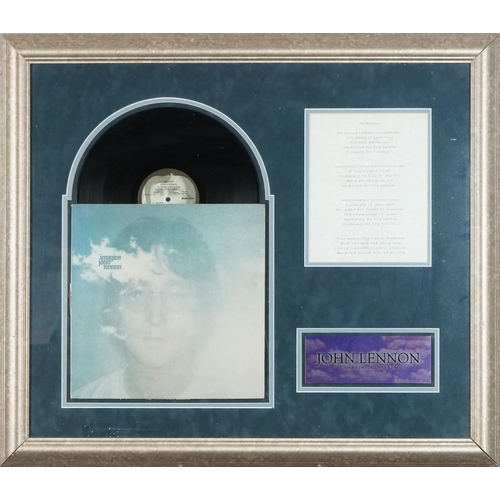 2017 - John Lennon, Imagine, signed Lp vinyl record, later framed along side the lyrics, 61cm x 71cm.