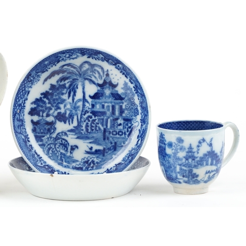 34 - A collection of 19th century blue and white transfer printed pottery items.