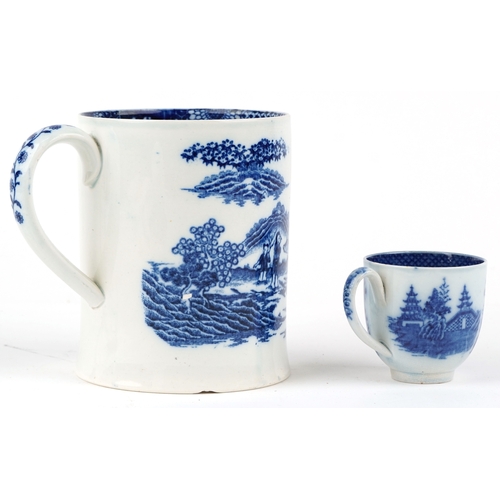 34 - A collection of 19th century blue and white transfer printed pottery items.