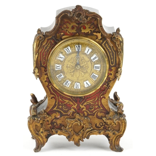  A 19th century French tortoiseshell and boulle work mantle clock with gilt metal mounts, the circula... 