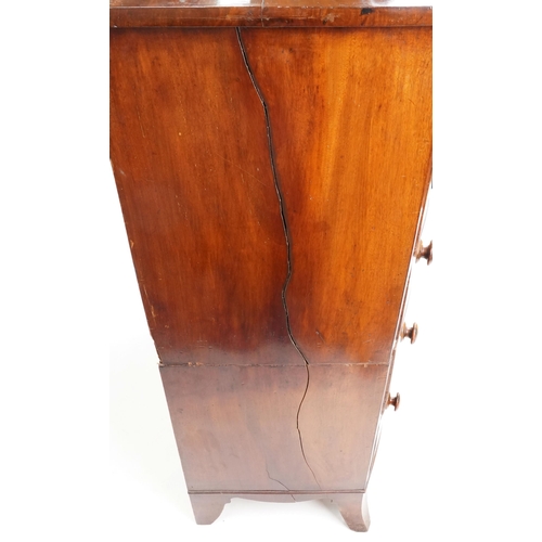  A large Victorian bow front chest of two short and four long drawers, on bracket feet, 137cm H x 113... 