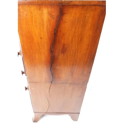  A large Victorian bow front chest of two short and four long drawers, on bracket feet, 137cm H x 113... 