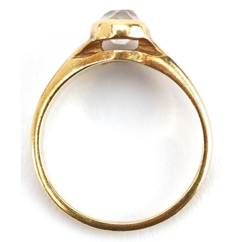 417 - An unmarked gold diamond solitaire ring, the diamond approximately 5.50mm x 4.50mm x 3.40mm deep, si... 