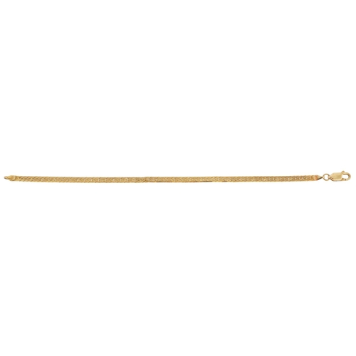 179 - A 9ct gold I LOVE YOU flattened S link bracelet, 18cm in length, 3.2g.