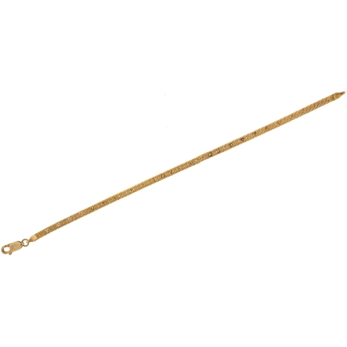 179 - A 9ct gold I LOVE YOU flattened S link bracelet, 18cm in length, 3.2g.