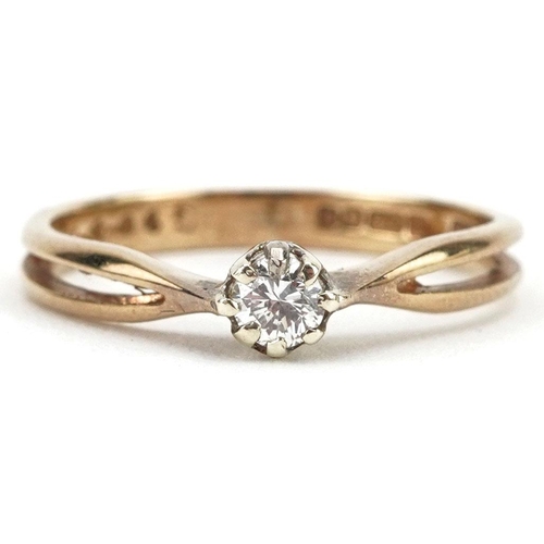 315 - A 9ct gold diamond solitaire ring, size L, 1.5g.