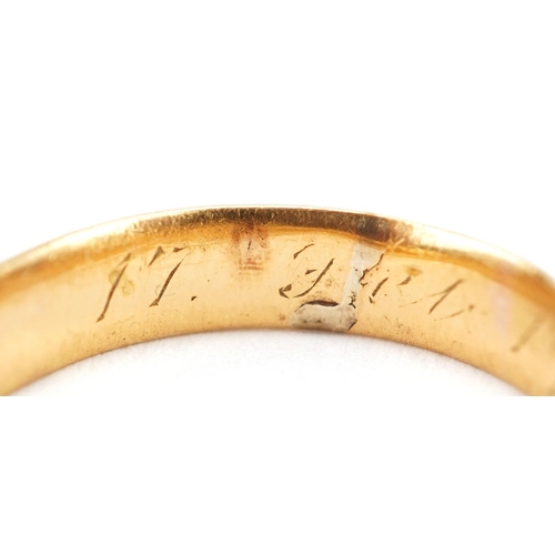 142 - A George V 22ct gold wedding band, Birmingham 1926, size P, 4.8g.