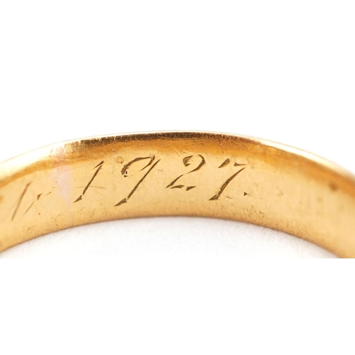 142 - A George V 22ct gold wedding band, Birmingham 1926, size P, 4.8g.