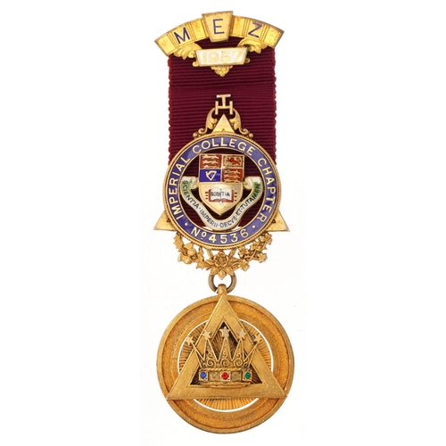 1628 - A silver gilt masonic presentation medal dated 1957 presented to Wilfred Collins by The Imperial Col... 