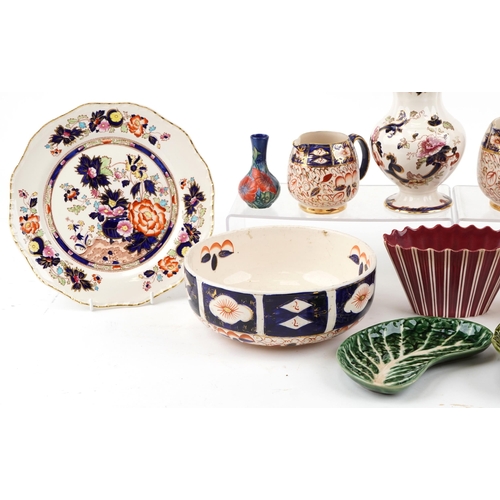 1363 - A mixed group of ironstone pottery including Mason's, together with a Sylvac planter, two cabbage wa... 