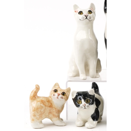 406 - A collection of seven Winstanley studio pottery figures of cats, the largest 21cm high, together wit... 