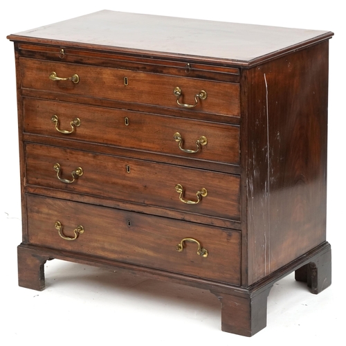 A George III mahogany bachelors chest of four graduated long drawers, on bracket feet, 80cm H x 84cm W x 51cm D.